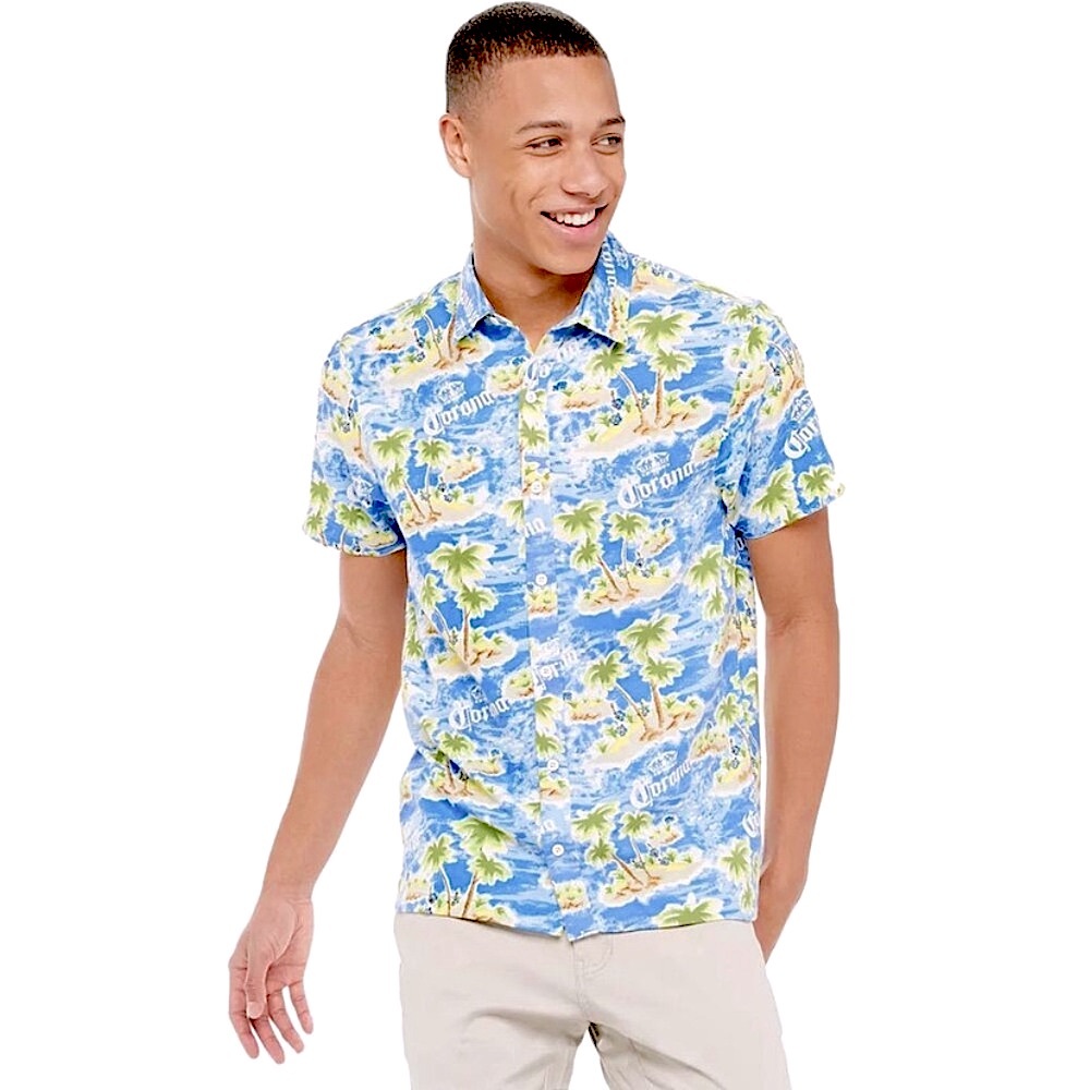 Corona Hawaiian Button Down Shirt Size XL